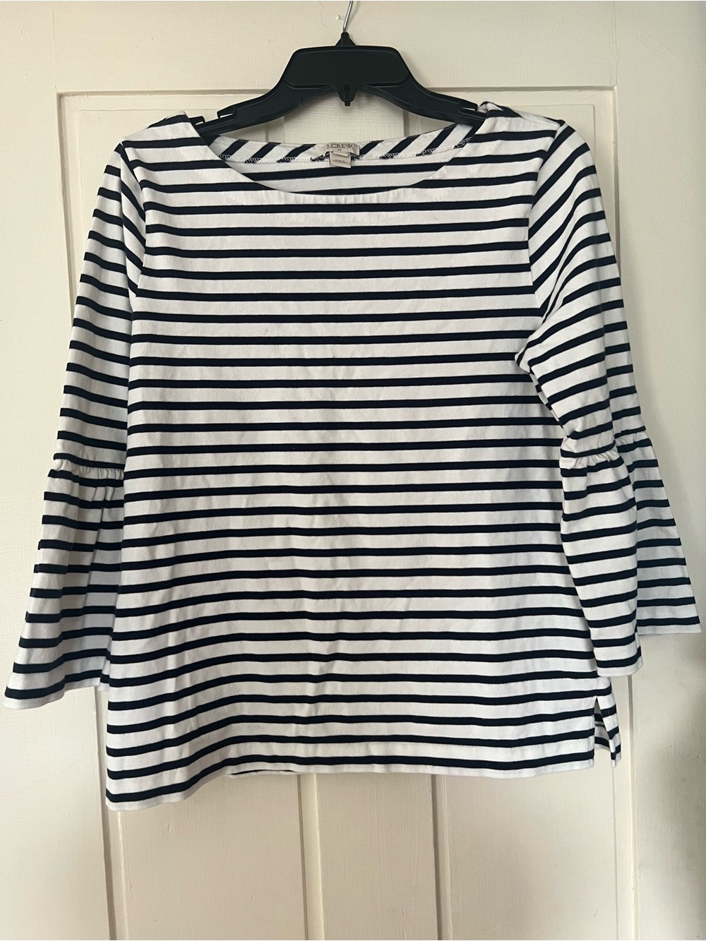 J. Crew Navy and White Striped Bell-Sleeve Tee